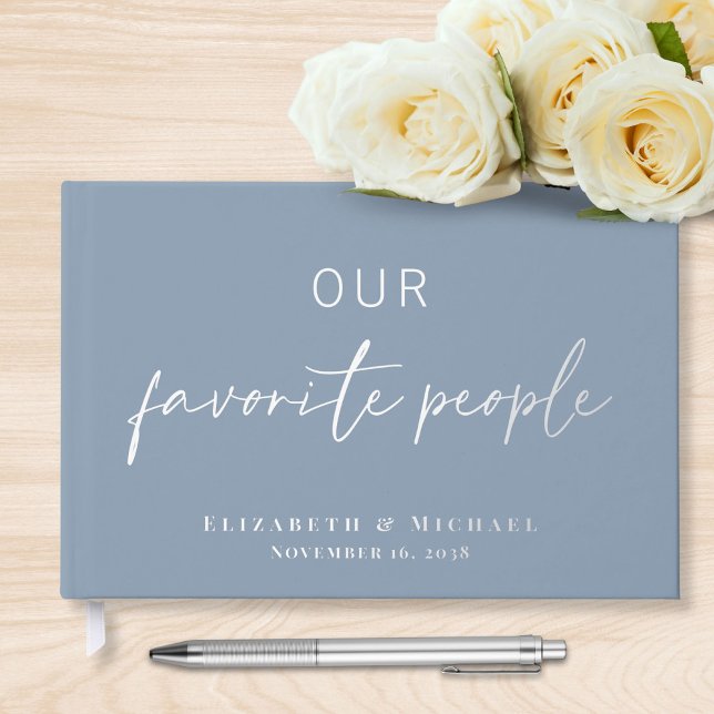 Our Favourite People Photo Dusty Blue Wedding Guest Book (Creator Uploaded)