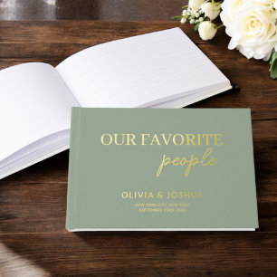 Our Favourite People Sage Green Gold Wedding Guest Book
