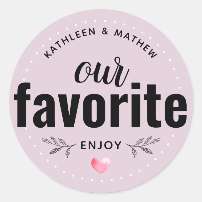 Our Favourite Wedding Favour  | Smokey Pink Classic Round Sticker (Front)