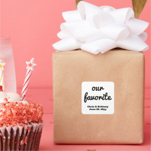 Our favourite wedding reception guest candy treat square sticker