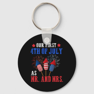 Our First 4th Of July As Mr Mrs Patriot Couple Hus Keychain