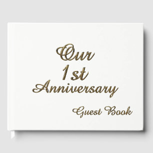 Our First Anniversary Guest Book Gold Typography