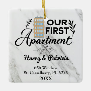 Our First Apartment 2021 Custom Names & Address  Ceramic Ornament