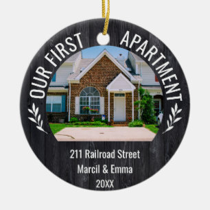 Our First Apartment 2022 Custom Name & 2 Photo Ceramic Ornament