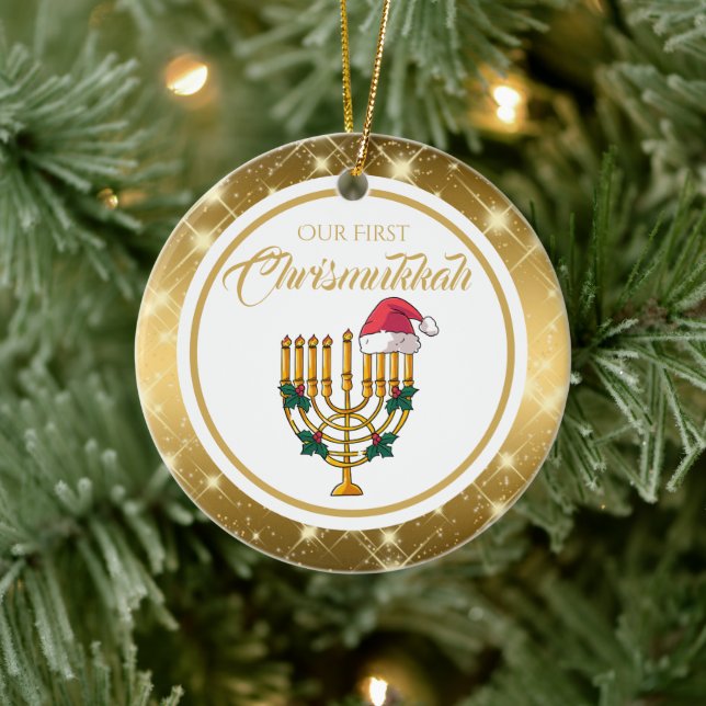 Our First Chrismukkah, Hanukkah   Ceramic Ornament (Tree)