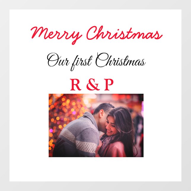 Our first Christmas add name photo wedding engaged Window Cling (Sheet)