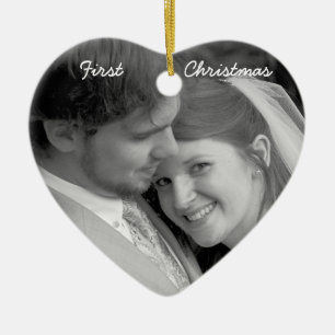 Our First Christmas Aged Parchment Photo Ornament