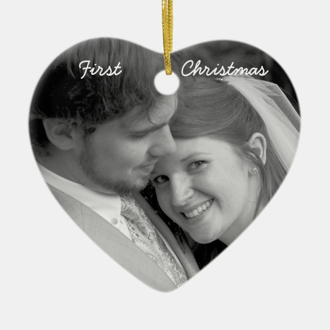 Our First Christmas Aged Parchment Photo Ornament (Front)