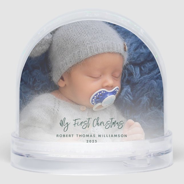 Our First Christmas and Mom and Dad Photo Custom Snowglobe (Back)