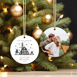 Our First Christmas as a Couple, Minimalist Photo  Ceramic Ornament<br><div class="desc">This ornament will be a beautiful addition to your tree.  Use the template form to add your customization and photo.</div>