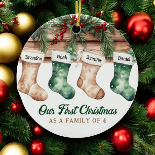 Our First Christmas As A Family Of 4 Holiday Ceramic Ornament
