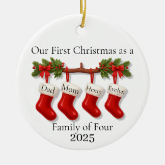 Our First Christmas as a Family of Four 2025 Ceramic Ornament
