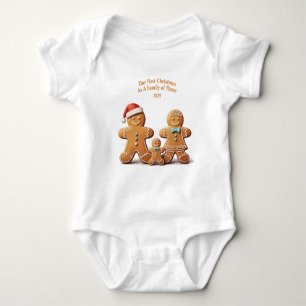 Our First Christmas as a Family of Three 2025 Ging Baby Bodysuit