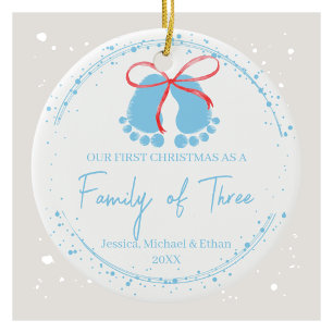 Our First Christmas as a Family of Three  Ceramic Ornament