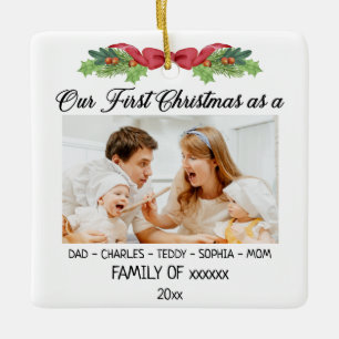 Our First Christmas as a Family With Custom Photo  Ceramic Ornament