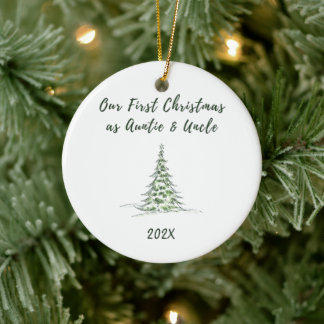 Our First Christmas as Auntie and Uncle Ceramic Ornament