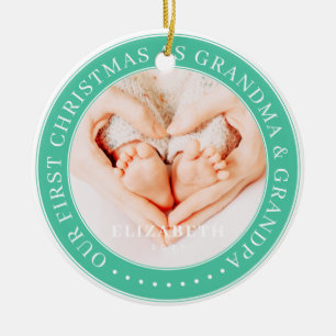 Our First Christmas As Grandma And Grandpa Simple Ceramic Ornament