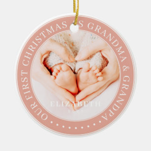 Our First Christmas As Grandma And Grandpa Simple Ceramic Ornament