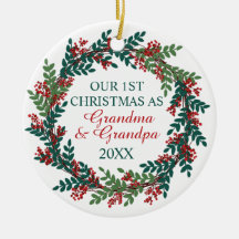Our First Christmas as Grandma and Grandpa Wreath