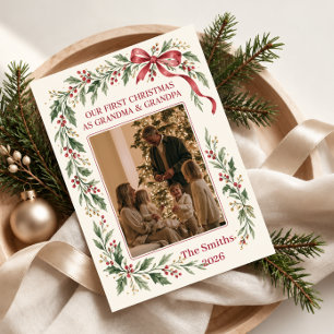 Our First Christmas as Grandma & Grandpa Photo Holiday Card