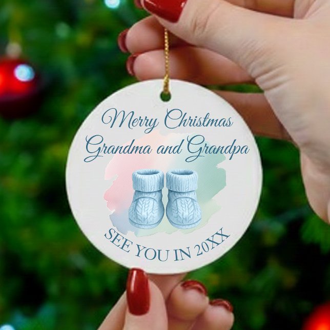 Our First Christmas as Grandparents Baby Booties Ornament (Creator Uploaded)