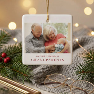 Our First Christmas as Grandparents Baby Photo Ceramic Ornament