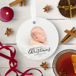 Our First Christmas As Grandparents Black Script Ornament<br><div class="desc">Our First Christmas As Grandparents Black Script Acrylic Ornament</div>