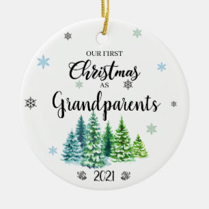 Our First Christmas As Grandparents Ceramic Orname Ornament