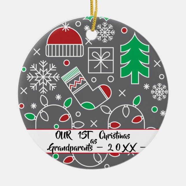 Our First Christmas as Grandparents Ceramic Ornament (Front)