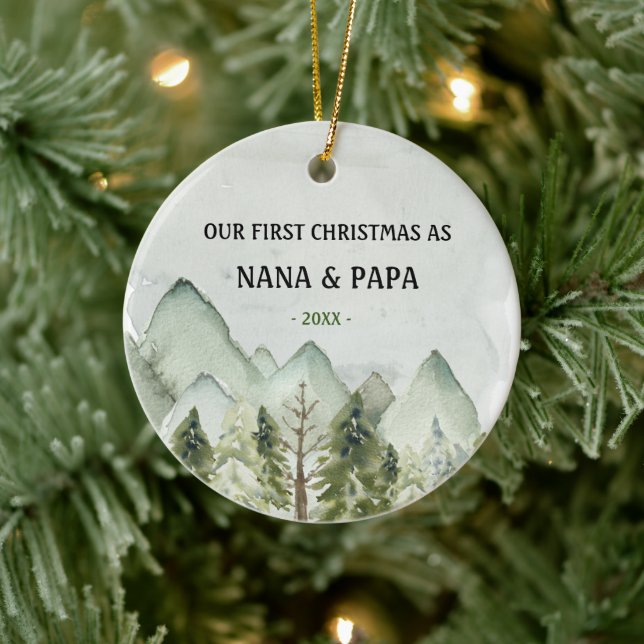 Our First Christmas as Grandparents Ceramic Ornament (Tree)
