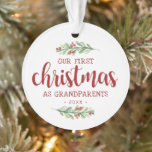 Our First Christmas as Grandparents Greenery Ornament<br><div class="desc">Celebrate your First Christmas as Grandparents with this watercolor greenery with berries and photo ornament. Adding a favourite photo and text to this one of a kind design for a festive accent to your Christmas tree. It's easy to personalize to be uniquely yours.</div>