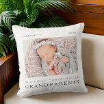 Our First Christmas as Grandparents Modern Chic Throw Pillow<br><div class="desc">Design is composed of modern chic typography with sans serif and serif font. Add a custom photo of baby and year.</div>