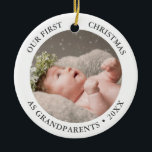 Our First Christmas as Grandparents Modern Photo Ceramic Ornament<br><div class="desc">Our First Christmas as Grandparents Modern Photo Ceramic Ornament</div>