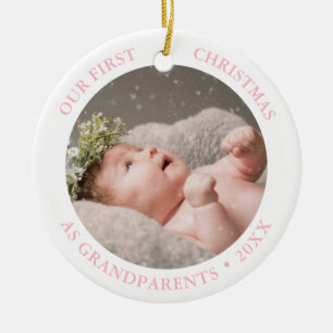 Our First Christmas as Grandparents Modern Photo Ceramic Ornament