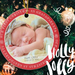 Our First Christmas As Grandparents Modern Photo Ceramic Ornament<br><div class="desc">Design is simple and classic. Add a photo of the baby and name and birth year. Add a photo of the grandparents as well. Nice gift for grandparents.</div>