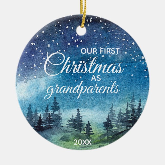 Our first Christmas as Grandparents Ornament (Front)