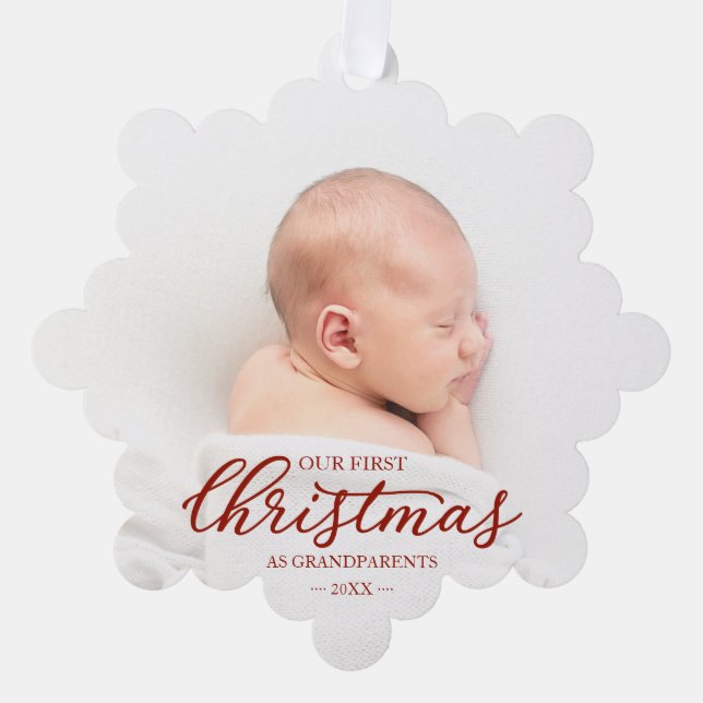 Our First Christmas As Grandparents Ornament Card (Front)