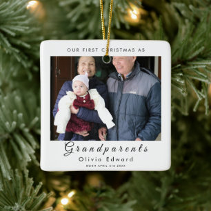 Our First Christmas as Grandparents Photo Design Ceramic Ornament