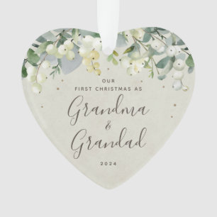 Our First Christmas as Grandparents Photo Heart Ornament