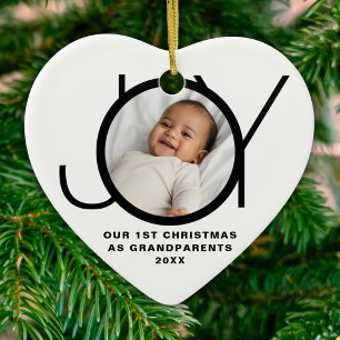 Our First Christmas As Grandparents Photo Joy Ceramic Ornament