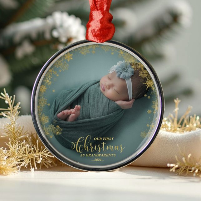 Our First Christmas As Grandparents Photo Ornament (Creator Uploaded)