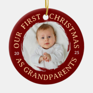 Our First Christmas as Grandparents – Photo Red Ceramic Ornament