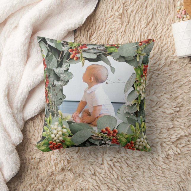Our First Christmas as Grandparents Photo Throw Pillow (Blanket)