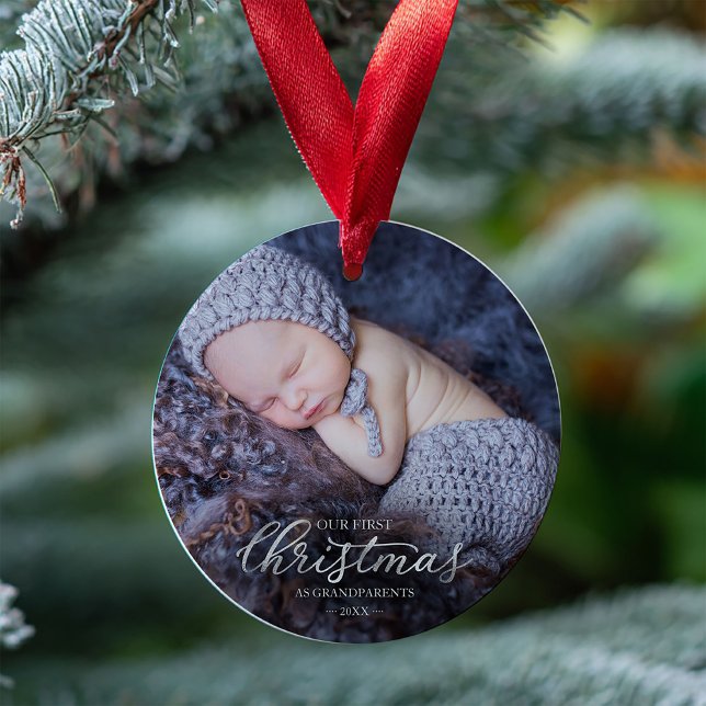 Our First Christmas As Grandparents Silver Foil Ornament (Creator Uploaded)
