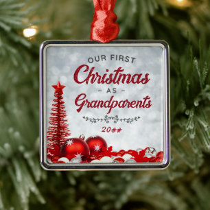 Our First Christmas as Grandparents Timeless Metal Ornament