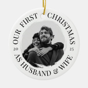 Our First Christmas as Husband & Wife Minimal Ceramic Ornament