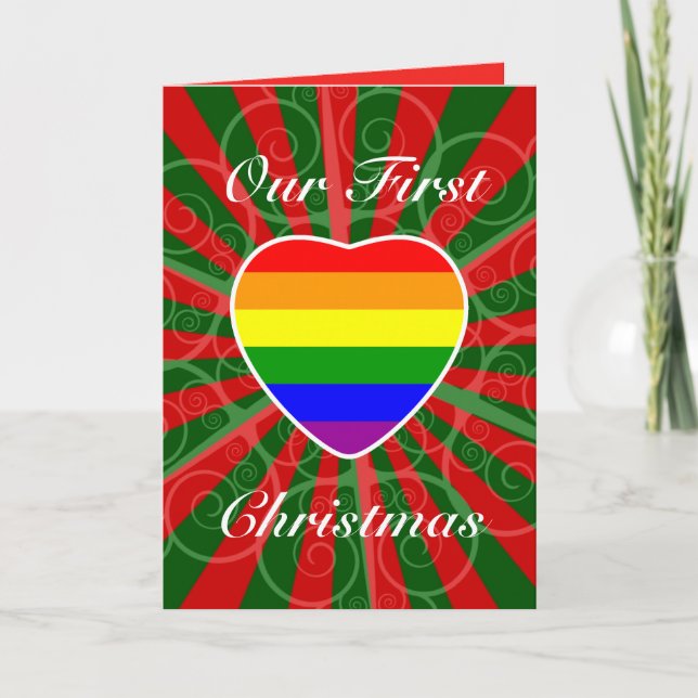 Our First Christmas as LGBT Married Couple Holiday Card (Front)