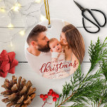 Our First Christmas as Mom and Dad Family Photo Ceramic Ornament<br><div class="desc">Our First Christmas as Mom and Dad Family Photo Ceramic Ornament</div>