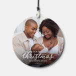 Our First Christmas as Mom and Dad Family Photo Wind Chime<br><div class="desc">Elevate your holiday decor with our Custom Christmas Wind Chimes! If you need help with customization or have any special requests,  please get in touch with me before purchasing. PLEASE NOTE: For assistance on orders,  shipping time and options,  product information,  etc.,  contact Zazzle Customer Care directly.</div>