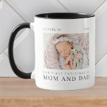 Our First Christmas as Mom and Dad Modern Chic Coffee Mug<br><div class="desc">Design is composed of modern chic typography with sans serif and serif font. Add a custom photo of baby and year.</div>